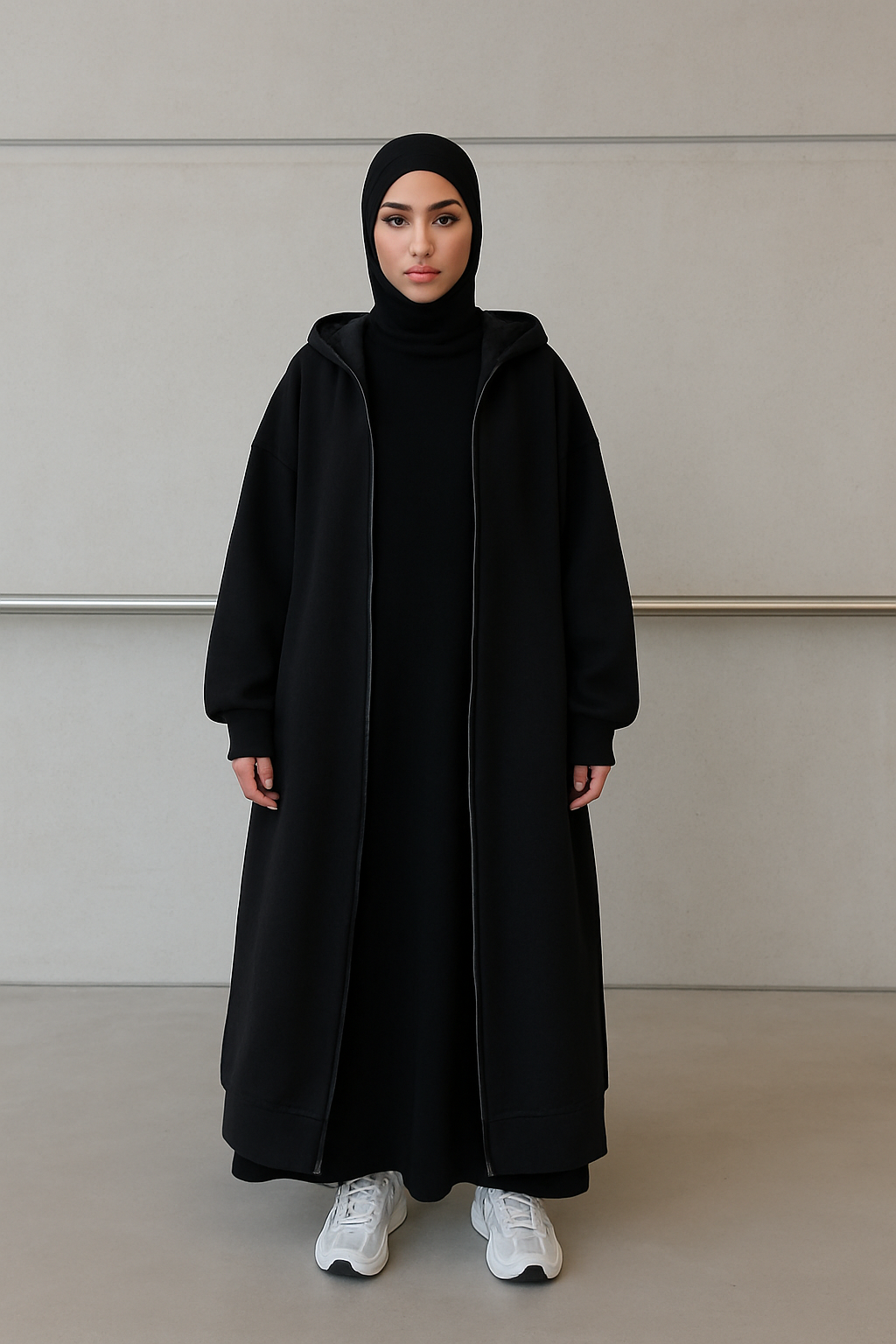 🩷 Sweat Hoodie Coat – دفا وأناقة للمحجبات ❄️ - Image 3
